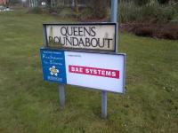 BAE sponsoring the flowers at Queens roundabout in Farnborough